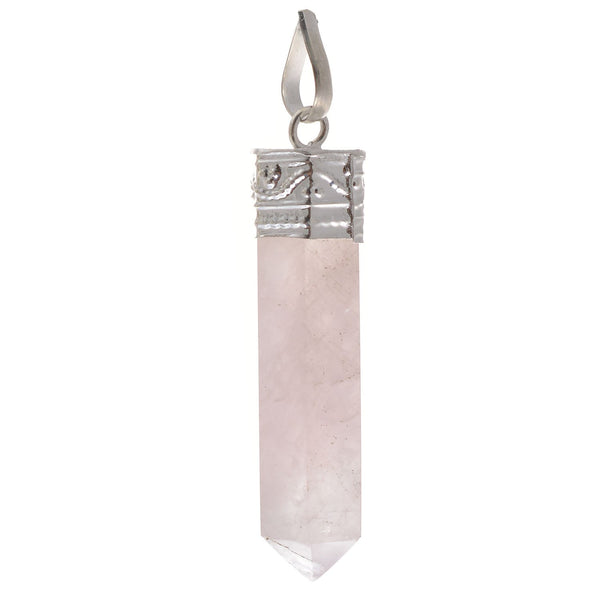 Rose Quartz Pencil Pendant - Healing Crystals India