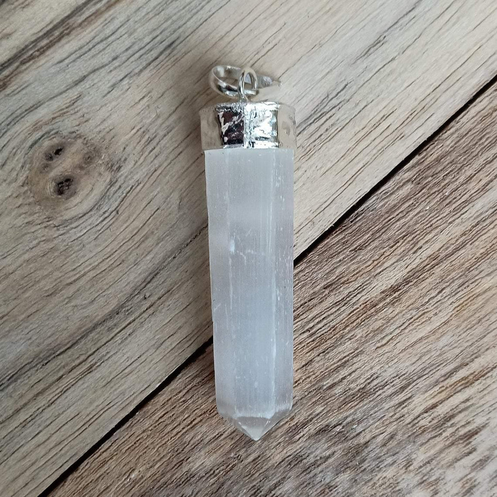 Buy natural White Selenite crystal Pencil Pendant