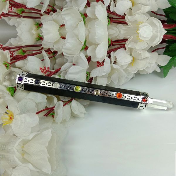 Black Tourmaline Ball Wand 6 Inches - Healing Crystals India