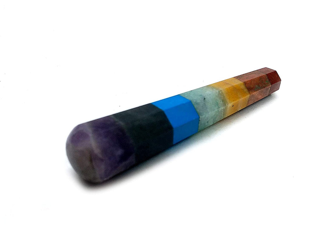 Seven Chakra Bonded Pencil Wand 6 Inches - Healing Crystals India