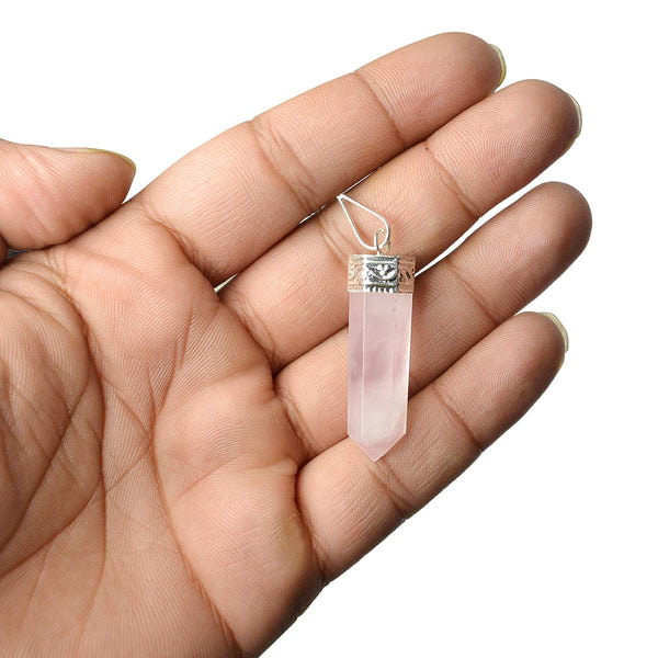 Rose Quartz Pencil Pendant - Healing Crystals India