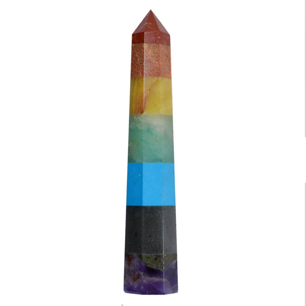 Seven Chakra Bonded Pencil Wand 6 Inches - Healing Crystals India