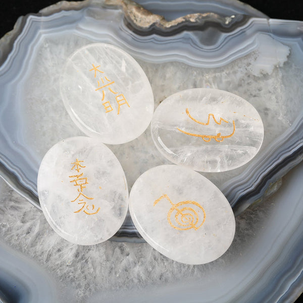 Crystal Quartz Oval Reiki Set - Healing Crystals India