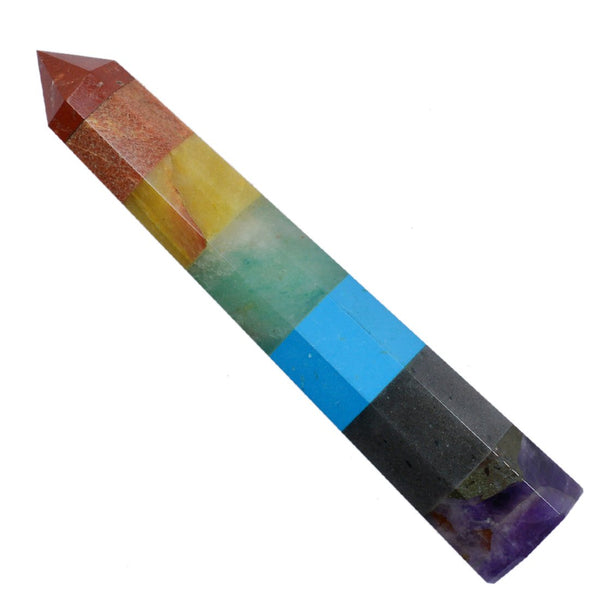 Seven Chakra Bonded Pencil Wand 6 Inches - Healing Crystals India