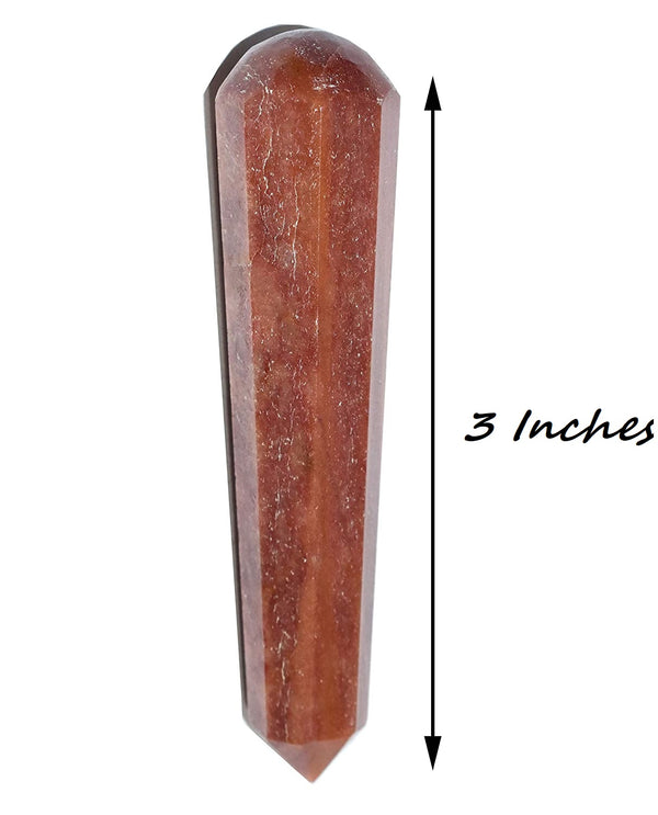 Red Aventurine Massage Wand 3 Inches - Healing Crystals India