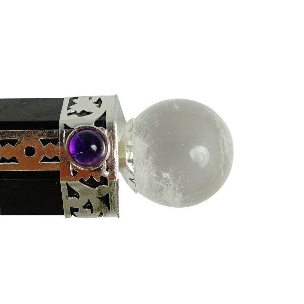 Black Tourmaline Ball Wand 6 Inches - Healing Crystals India