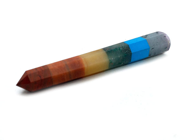 Seven Chakra Bonded Pencil Wand 6 Inches - Healing Crystals India