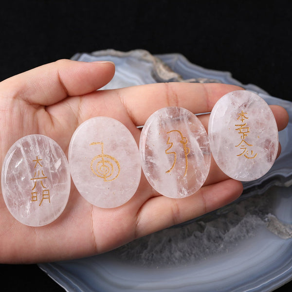 Crystal Quartz Oval Reiki Set - Healing Crystals India