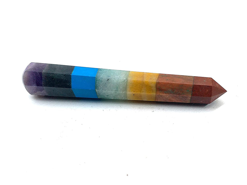 Seven Chakra Bonded Pencil Wand 6 Inches - Healing Crystals India