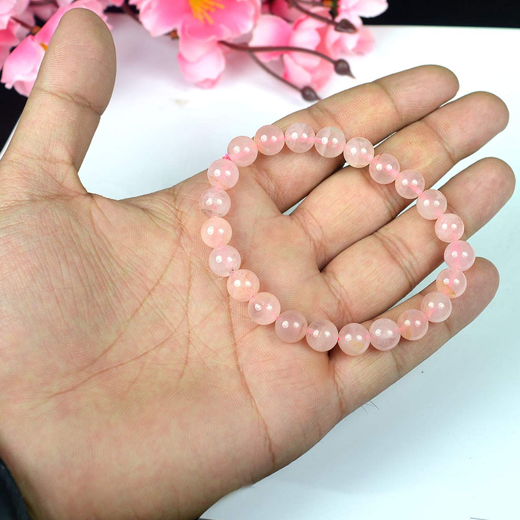 Rose Quartz Bracelet 8 MM - Healing Crystals India