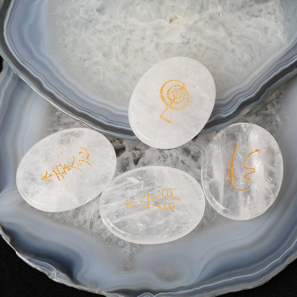 Crystal Quartz Oval Reiki Set - Healing Crystals India
