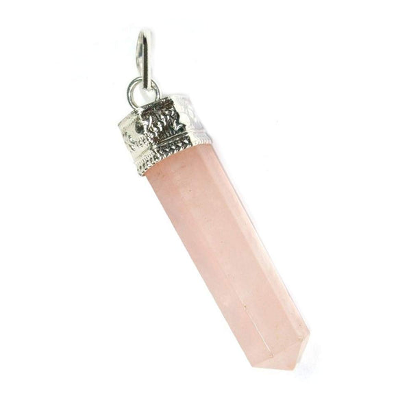 Rose Quartz Pencil Pendant - Healing Crystals India