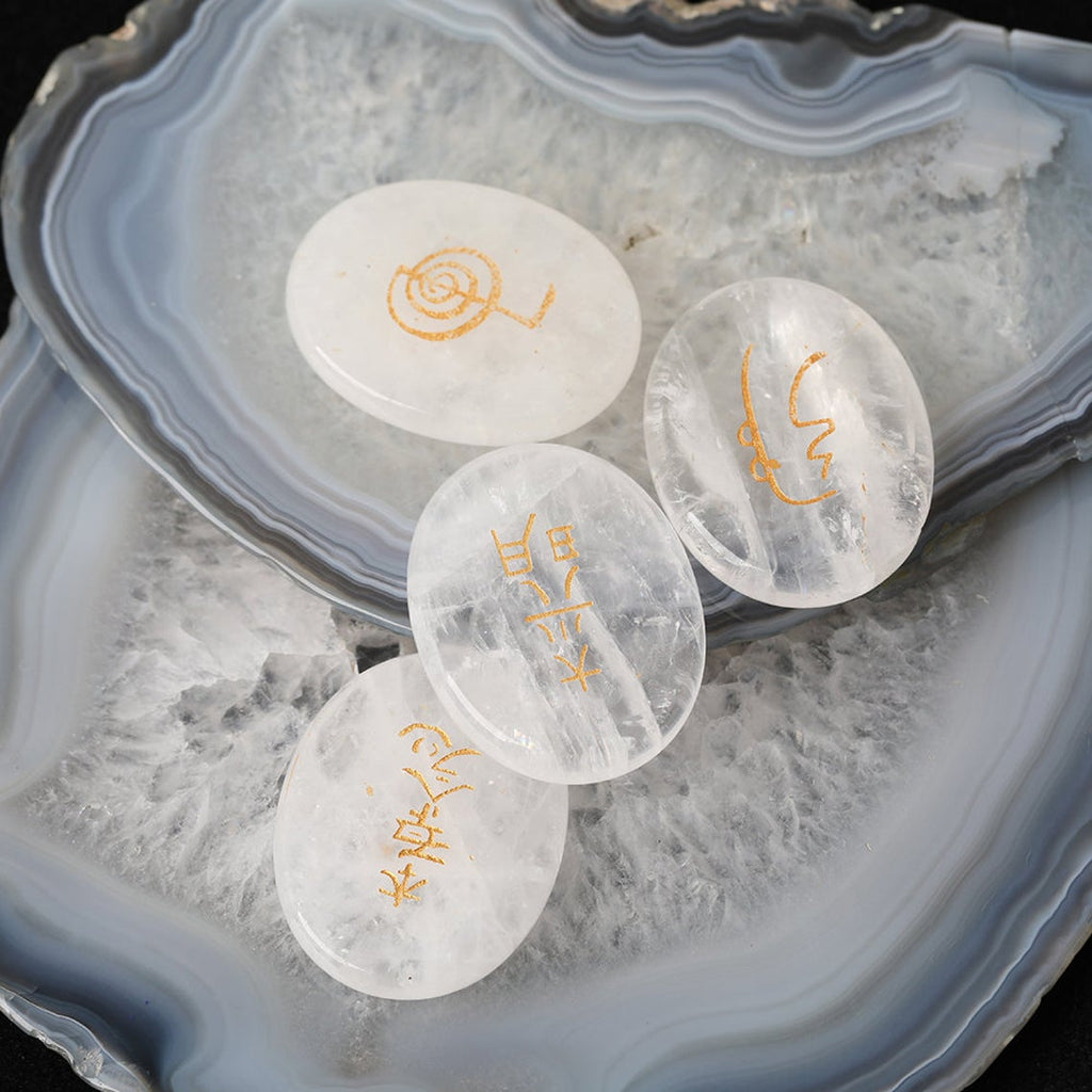 Crystal Quartz Oval Reiki Set - Healing Crystals India