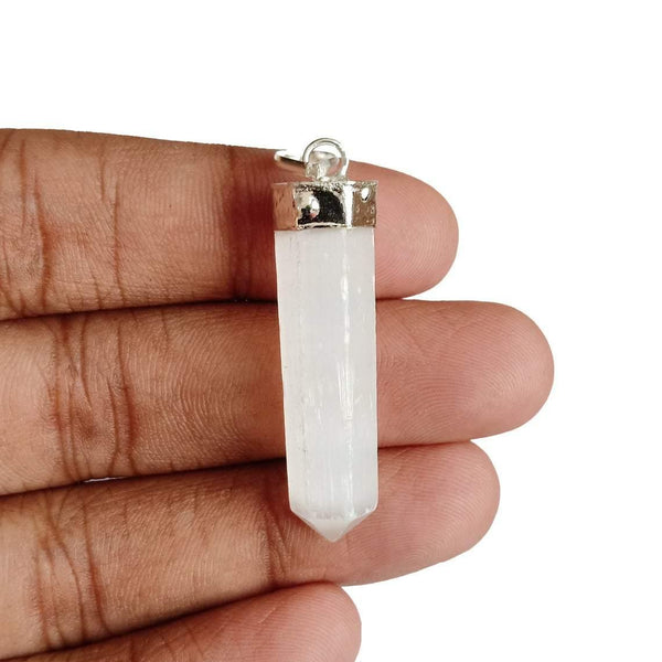 Buy natural White Selenite crystal Pencil Pendant