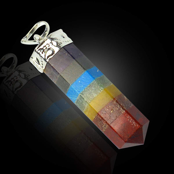 Seven Chakra Bonded Pencil Pendant - Healing Crystals India