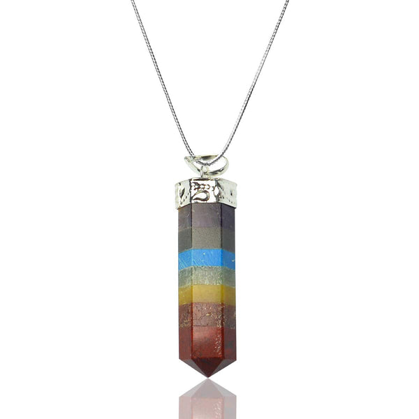 Seven Chakra Bonded Pencil Pendant - Healing Crystals India