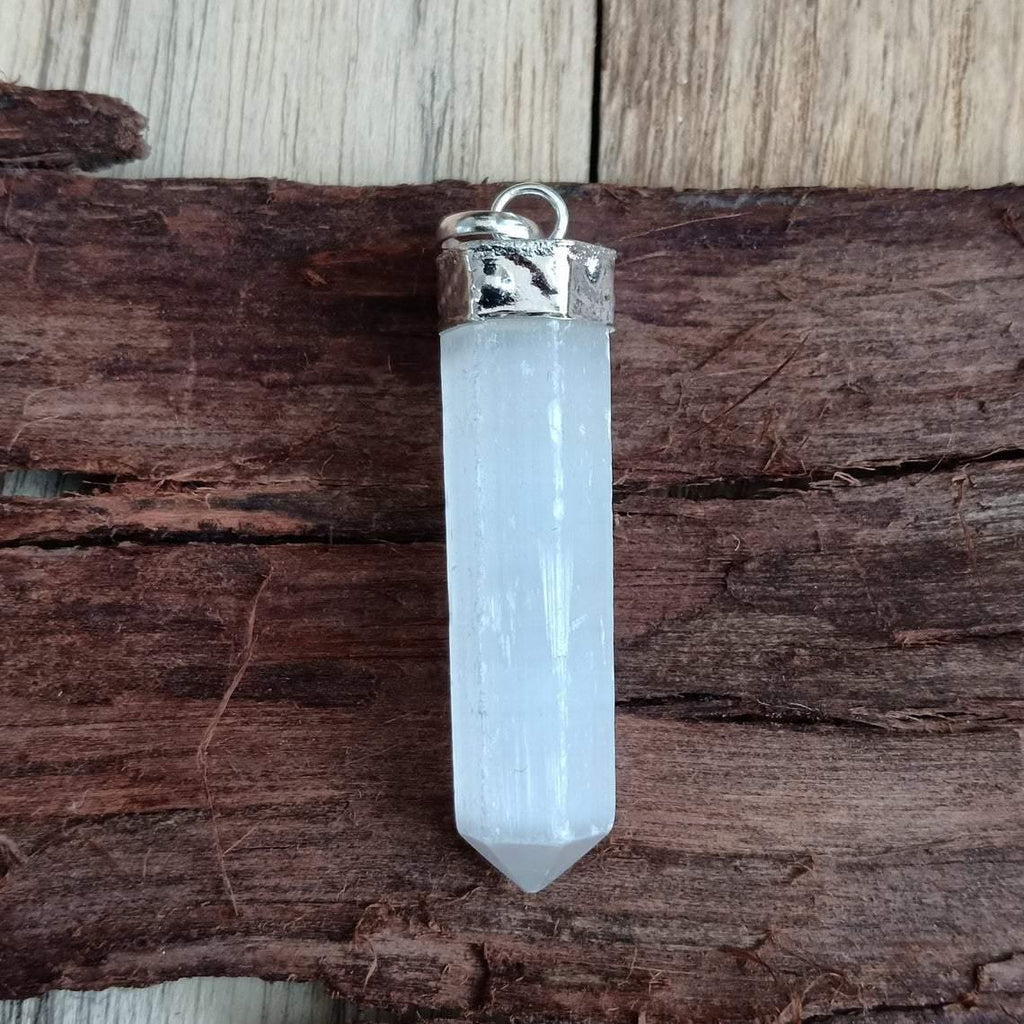 Buy natural White Selenite crystal Pencil Pendant