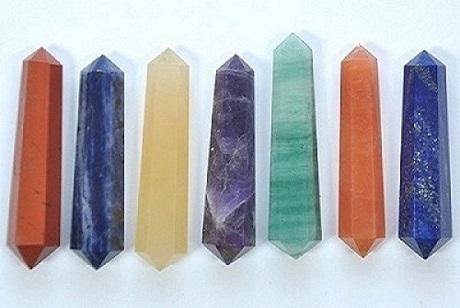 Seven Chakra Double Terminated Wand Set 1 Inches - Healing Crystals India