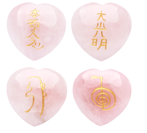 Rose Quartz Heart Reiki Set - Healing Crystals India