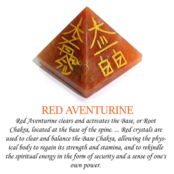 Red Aventurine Reiki Pyramid 1 Inches - Healing Crystals India