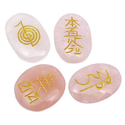 Rose Quartz Oval Reiki Set - Healing Crystals India