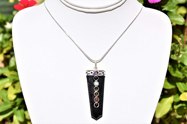 Buy Certified Black Tourmaline Flat Chakra Pendant