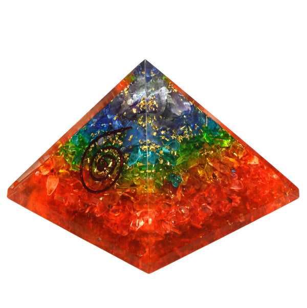 Seven Chakra Orgone Pyramid 2.5 Inches - Healing Crystals India