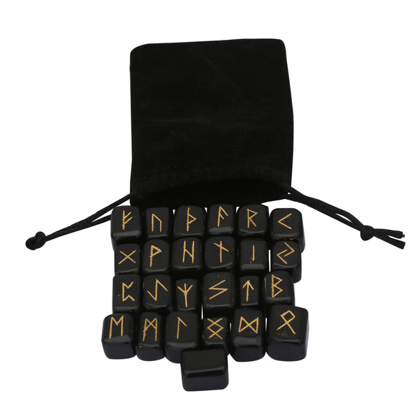 Black Tourmaline Square Runes - Healing Crystals India