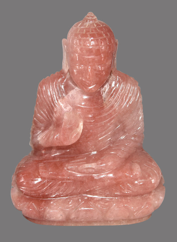 Rose Quartz Buddha Statue - Healing Crystals India