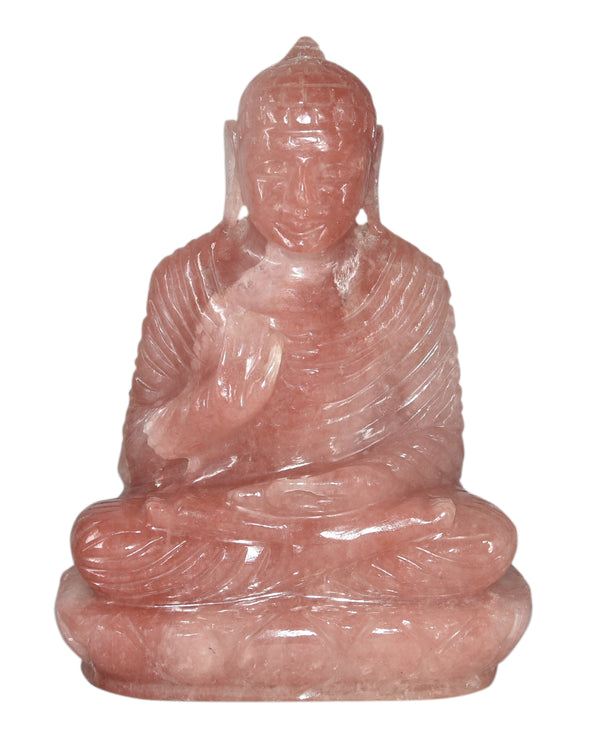 Rose Quartz Buddha Statue - Healing Crystals India