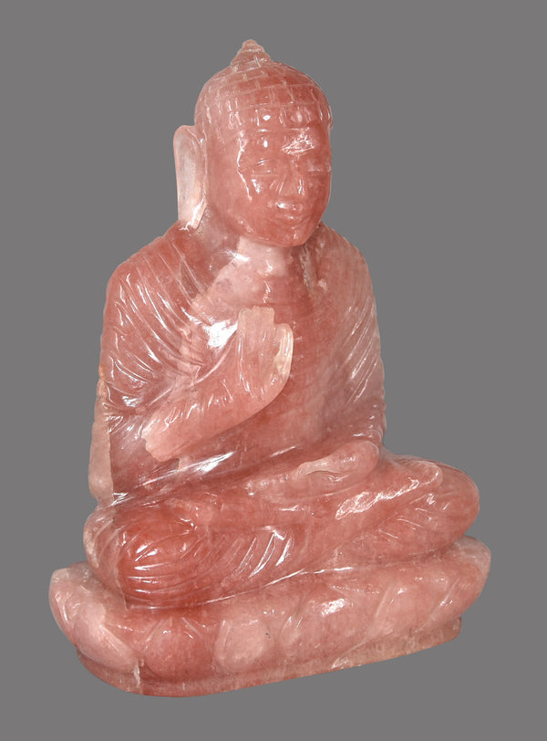 Rose Quartz Buddha Statue - Healing Crystals India