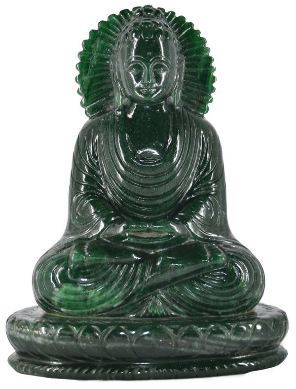 Buy Certified Dark Green Aventurine Buddha Statue - Style 1