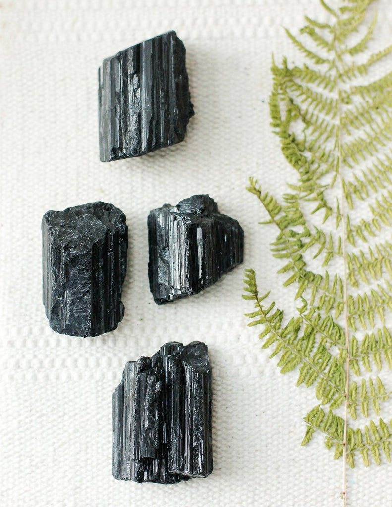Black Tourmaline 3 Piece Raw Stone 2 Inches - Healing Crystals India