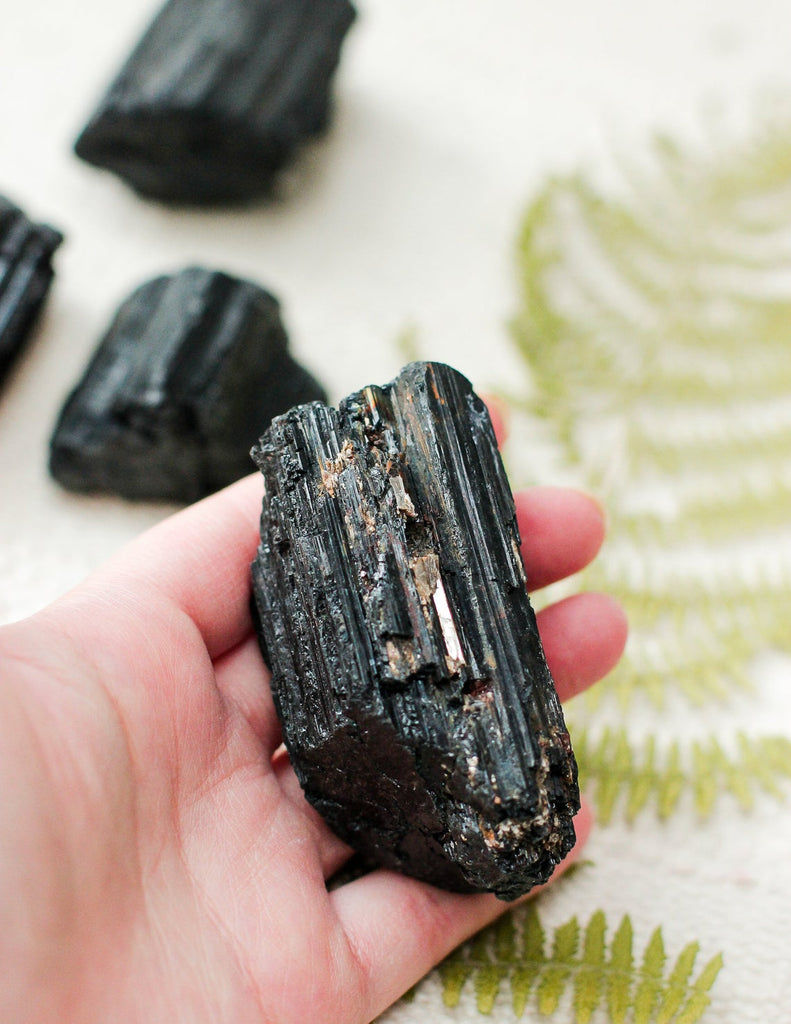 Black Tourmaline 3 Piece Raw Stone 2 Inches - Healing Crystals India