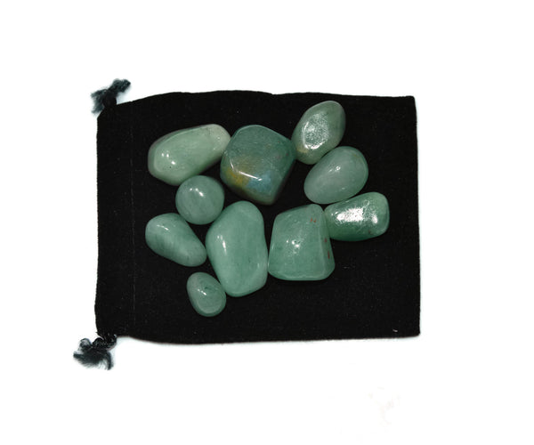 Green Aventurine 10 Piece Tumbled - Healing Crystals India