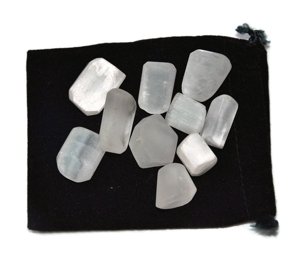 White Selenite Tumbled 5 Pieces - Healing Crystals India