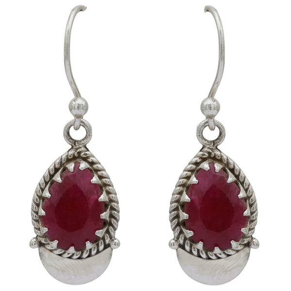 Red Garnet 925 Silver Earring - Healing Crystals India