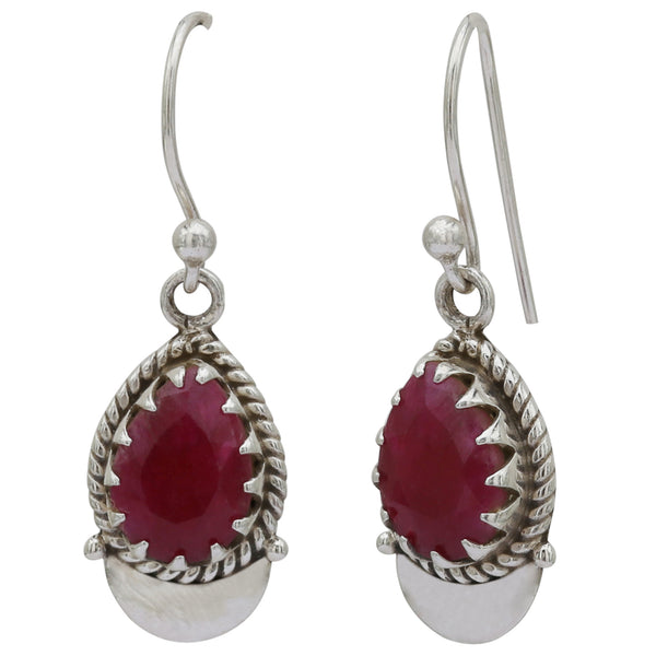 Red Garnet 925 Silver Earring - Healing Crystals India