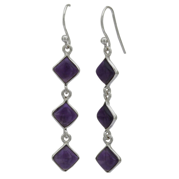Amethyst 925 Silver Earring - Healing Crystals India