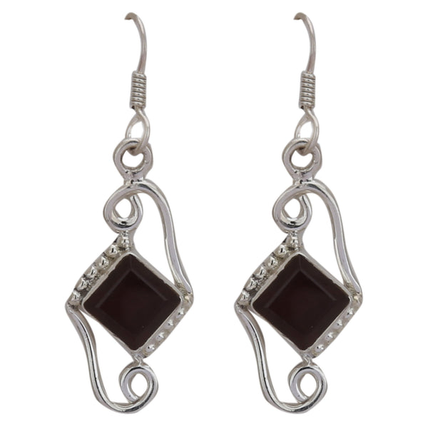 Red Garnet Pure 925 Silver Earring - Healing Crystals India