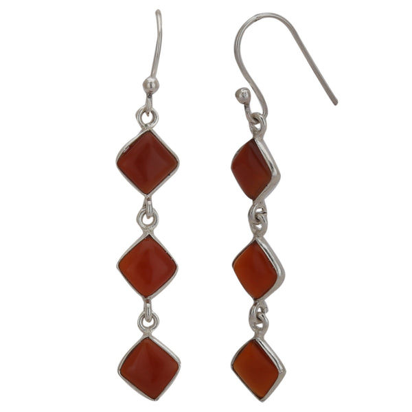 Red Garnet Gemstone 925 Silver Earring - Healing Crystals India