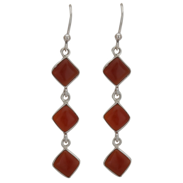 Red Garnet Gemstone 925 Silver Earring - Healing Crystals India