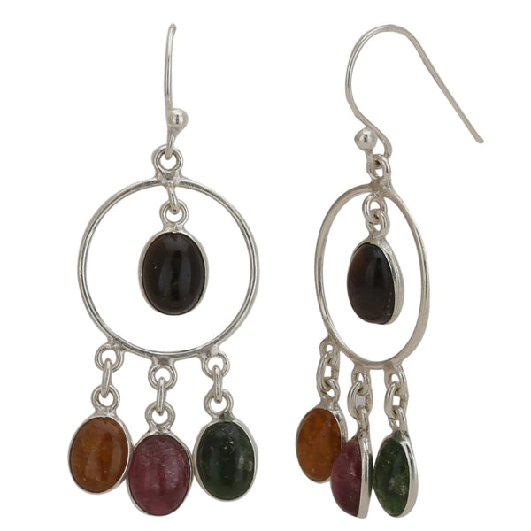 Mix Gemstone 925 Silver Earring - Healing Crystals India