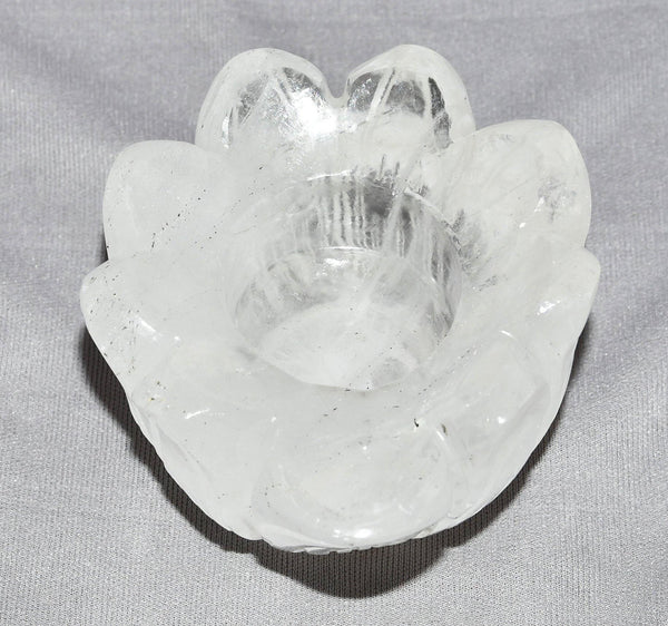 Crystal Quartz Carving Flower 4 Inches - Healing Crystals India