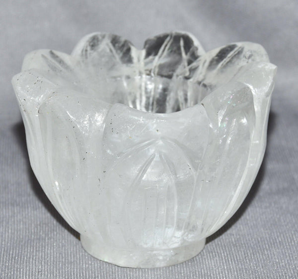 Crystal Quartz Carving Flower 4 Inches - Healing Crystals India
