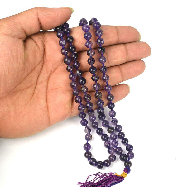 Buy Certified Amethyst Crystal Jaap Mala 108 Beads