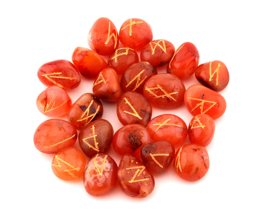 Buy Natural Carnelian crystal Tumbled Rune Set