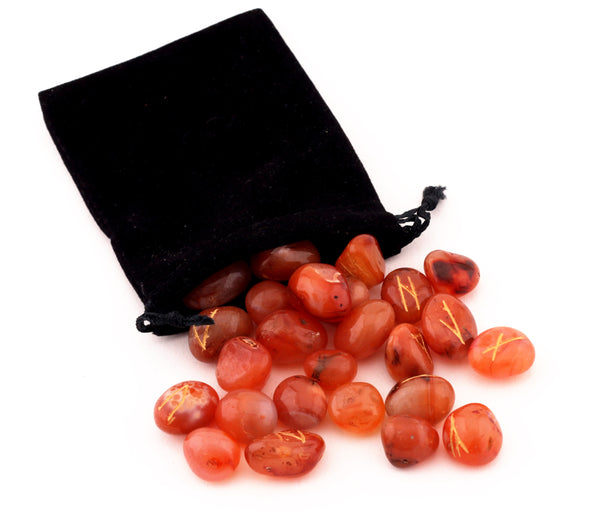 Buy Natural Carnelian crystal Tumbled Rune Set