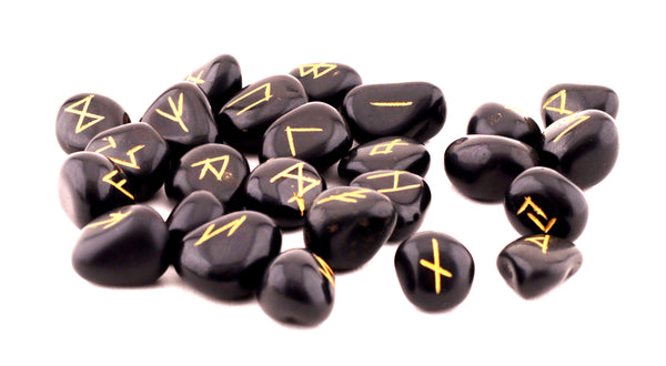 Black Tourmaline Tumbled Runes - Healing Crystals India