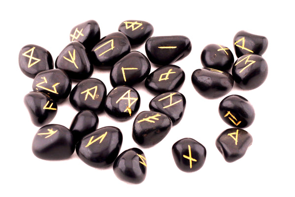 Black Tourmaline Tumbled Runes - Healing Crystals India